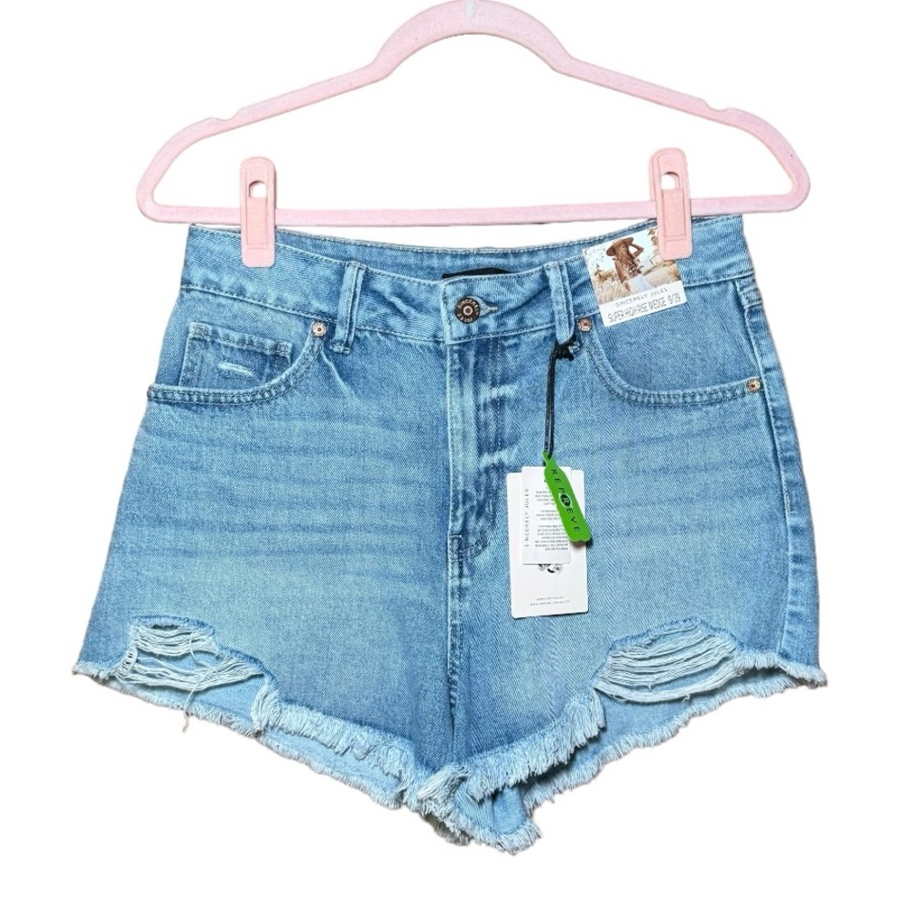 SINCERELY JULES Super High Rise Wedge Denim Shorts 9/29 NWT